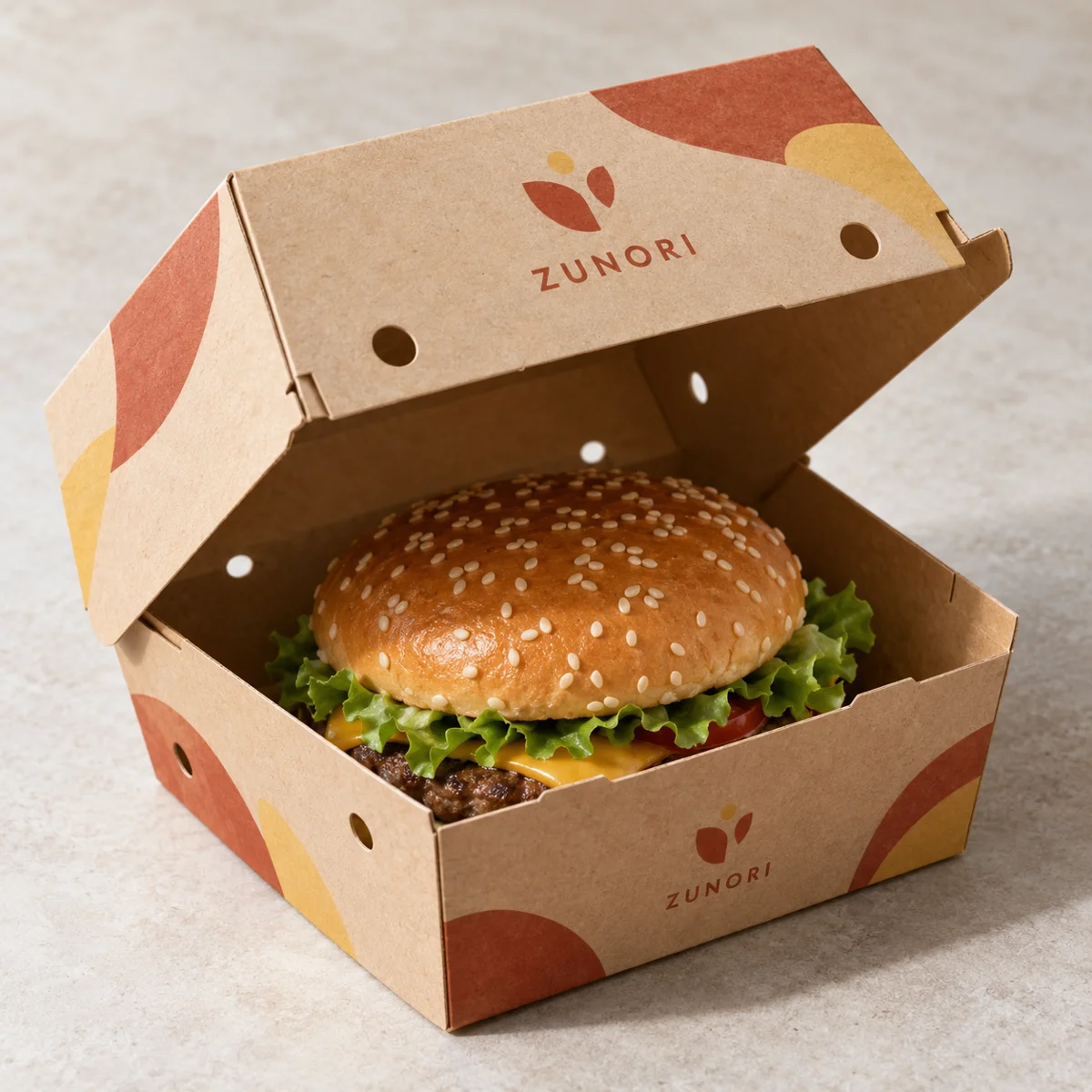 Artisan Ventilated Kraft Burger Box — view 2