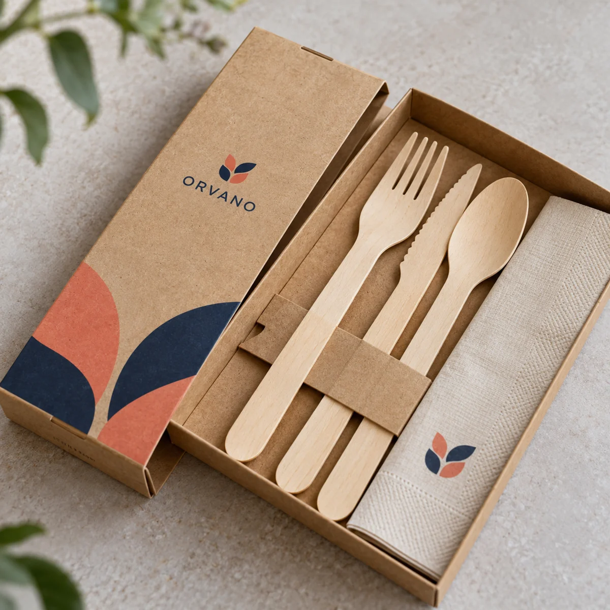 Birchwood Eco Cutlery Set with Napkin — view 2