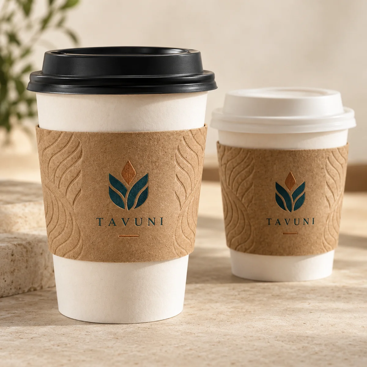 Custom Embossed Kraft Cup Sleeves