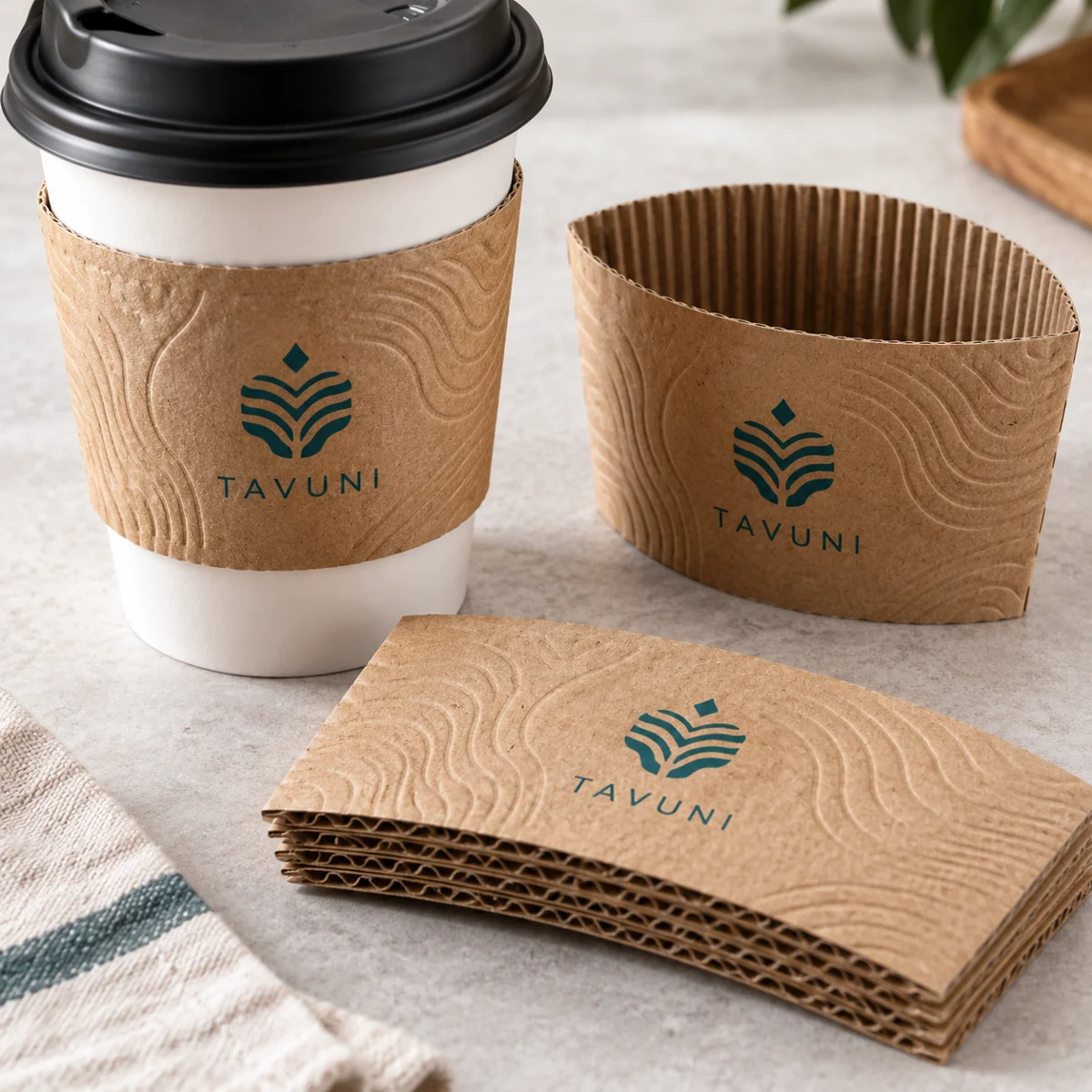 Custom Embossed Kraft Cup Sleeves — view 2