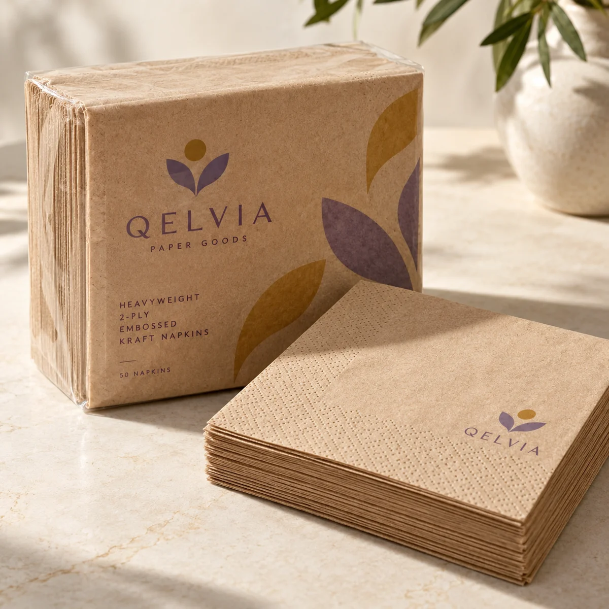 Heavyweight 2-Ply Embossed Kraft Napkins