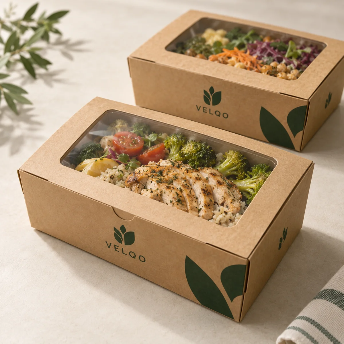 Kraft Meal Box with Anti-Fog Window